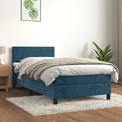 Maison Chic Lit Adulte - Lit simple Lit à sommier tapissier avec matelas moelleux - Meuble de Chambre - Bleu foncé 90x200 cm -MN42978