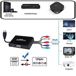 Universal Adaptateur convertisseur 1080p HD vers composant RVB Adaptateur de sortie pour câble HDMI compatible TV PS4 et plus