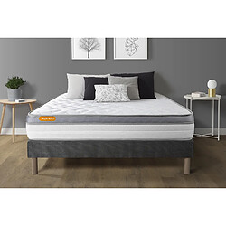 Septnuits Ensemble Memo Zen 140 x 190 cm Matelas + sommier gris 140x190 Memo Zen Mousse à mémoire de forme 5 zones de confort MAXI épaisseur