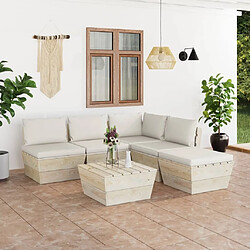 Maison Chic Salon de jardin palette 6 pcs avec coussins - Table et chaises d'extérieur - Mobilier/Meubles de jardin Moderne épicéa imprégné -MN72003