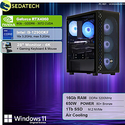 Sedatech Pack PC Gamer • Intel i9-12900KF • RTX4060 • 16Go RAM • 1To SSD M.2 • Windows 11 • Moniteur 28''