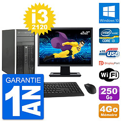 PC Tour HP Pro 6300 CMT Ecran 22" i3-2120 RAM 4Go Disque 250Go Windows 10 Wifi · Occasion 