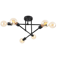 Stoex Plafonnier Moderne Luminaire Plafonnier Intérieur Lampe de Plafond Rétro Vintage Noir, 6 Lumières Pour Cuisine Couloir Chambre Salon 