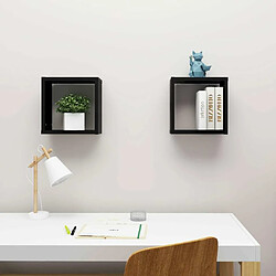 Avis Maison Chic Lot de 2 Étagères cube murales,Etagère de rangement flottantes Noir 30x15x30 cm -MN11414