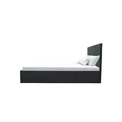 Acheter MARTIN Lit adulte 160 x 200 cm + coffre de rangement - Simili noir - Sommier inclus