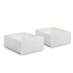 Pegane Set de 2 tiroirs pour lit enfant en MDF coloris blanc - Longueur 68 x Profondeur 90 x Hauteur 33,50 cm