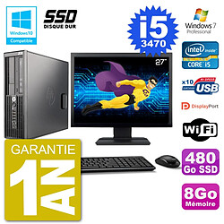 PC HP Z220 SFF Ecran 27" Core i5-3470 RAM 8Go SSD 480Go Graveur DVD Wifi W7 - Occasion