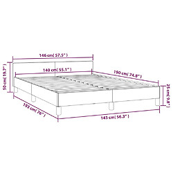 vidaXL Cadre de lit avec tête de lit Cappuccino 140x190 cm Similicuir pas cher