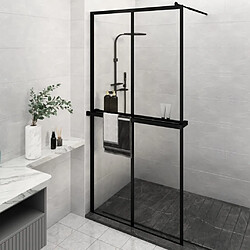 Maison Chic Paroi de douche | Écran de douche | Cloison de douche avec étagère Noir 118x190cm Verre ESG&Aluminium -GKD94699