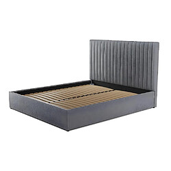 Avis Vente-Unique Lit coffre 180 x 200 cm avec tête de lit coutures verticales - Tissu - Gris + Matelas - SARAH