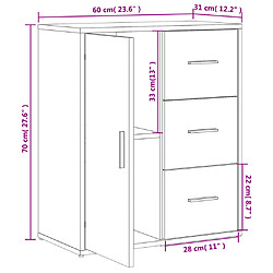 vidaXL Buffet chêne sonoma 60x31x70 cm bois d'ingénierie pas cher