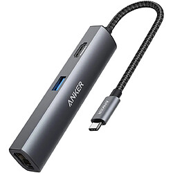 Anker Hub USB-C 5 en 1, Adaptateur USB-C avec avec 1xHDMI 4K, 1 Port Ethernet, 3 Ports USB 3.0, pour MacBook Pro, iPad Pro, XPS, Pixelbook, etc. [Version améliorée]