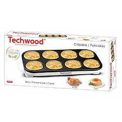 Techwood Crêpière INOX pour Mini crêpes + Pancakes anti-adhésif 8 crêpes 1500W Noire