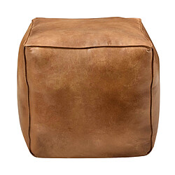 Avis Rendez Vous Deco Pouf en cuir Arrah marron 40 cm