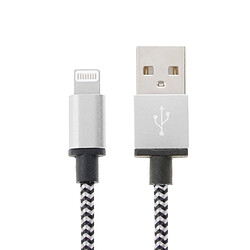 Wewoo Câble argent pour iPhone 6 & 6 Plus, 5 & 5S & 5C, iPad Air 2 & Air, mini 1/2/3, iPod touch 5 2m tissé style Lightning à USB données de synchronisation / de chargement,