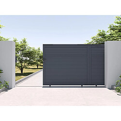 Vente-Unique Portail coulissant aluminium persienné L416 x H180 cm anthracite - VIAZO