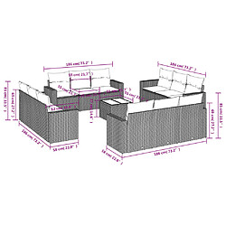 Avis vidaXL Salon de jardin avec coussins 13 pcs gris résine tressée