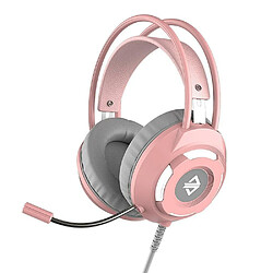 Justgreenbox Casque filaire USB 3,5 mm casque antibruit de jeu stéréo avec unité de pilote micro 50 mm, Rose 