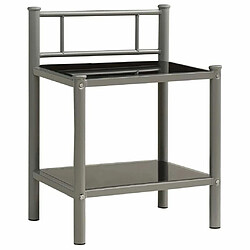 Maison Chic Table de chevet,Table de Nuit,Meuble de Rangement Gris et noir 45x34,5x60,5 cm Métal et verre