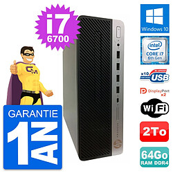 PC HP ProDesk 600 G3 SFF Intel Core i7-6700 RAM 64Go Disque 2To Windows 10 Wifi · Occasion 