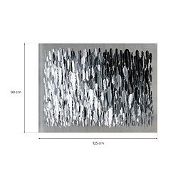 Kuateh Tableau Peinture Abstraite Coups de Pinceau Noir et Blanc 120x90 cm Huile sur Toile en Argent