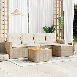 vidaXL Salon de jardin avec coussins 6 pcs beige résine tressée