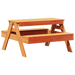 vidaXL Table de pique-nique pour enfants cire marron bois massif pin