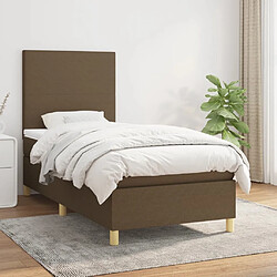 Maison Chic Structures de lit + matelas,Lit à sommier tapissier avec matelas Marron foncé 100x200 cm -MN87972