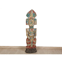 Sculpture Romimex Jaune Rouge Vert Bois de suar 33 x 157 x 33 cm Tribal