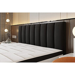 Avis TRADA Lit adulte rembourré Bond avec rangement et matelas ressorts ensachés 200x200 en noir