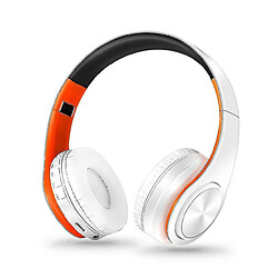 Universal Casque Bluetooth pliant Bluetooth sans fil (orange blanc) 