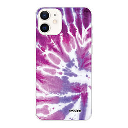 Coque iPhone 12 mini souple transparente Tie and Dye Violet Motif Ecriture Tendance Evetane 