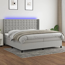 Sommier à lattes et matelas LED,Cadre à lattes de lit pour Adulte Gris clair 200x200 cm Tissu -MN84376