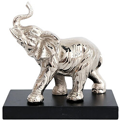 Sil Statuette éléphant en aluminium sur socle en bois 19 cm.