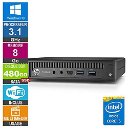 HP 600 G2 Mini i5-6500T 3.10GHz 8Go/480Go SSD Wifi W10 - Reconditionné