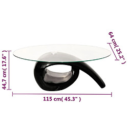 Avis vidaXL Table basse avec dessus de table en verre ovale Noir brillant