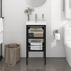 vidaXL Cadre de lavabo de salle de bain vasque à encastrer Noir Fer