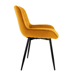 Avis Chaise de salle à manger Lot de 2 avec dossier et accoudoirs Jaune en velours ML-Design