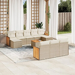 Maison Chic Salon de jardin 11 pcs avec coussins | Ensemble de Table et chaises | Mobilier d'Extérieur beige résine tressée -GKD53799