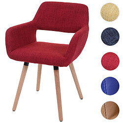 Mendler Chaise de salle à manger HWC-A50 II, fauteuil, design rétro des années 50 ~ tissu, rouge pourpre