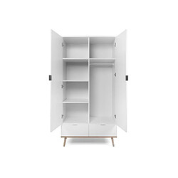 Mes Armoire 2 portes 2 tiroirs 90x55x180 cm blanc - GOTHY pas cher