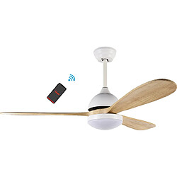 Bimar Ventilateur de plafond Cauro - Réglable, fiable - Marron, Blanc en Métal, Bois, 132x39,5x132 cm