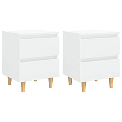 Maison Chic Lot de 2 Tables de chevet,Table de nuit,Table d'appoint pour salon pieds en pin - Blanc brillant 40x35x50 cm -MN12289