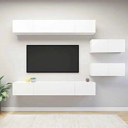 Maison Chic Ensemble de meubles TV 6 pcs | Banc TV Moderne pour salon | Meuble de Rangement - Blanc Aggloméré -MN54374