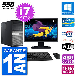 PC Tour Dell 9020 Ecran 19" Intel i7-4770 RAM 16Go SSD 480Go Windows 10 Wifi · Occasion 