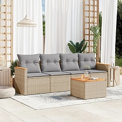 vidaXL Salon de jardin avec coussins 5 pcs beige résine tressée 