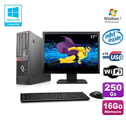 Lot PC Fujitsu E720 E85+ G3220 3GHz 16Go 250Go Graveur WIFI W7 + Ecran 17" - Occasion