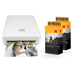 KODAK Pack Imprimante Photo Printer PM220 et 2 cartouches MSC50 - Photos 5.4 * 8.6 cm, WIFI, Compatible avec iOS et Android - Blanc - BLANC 