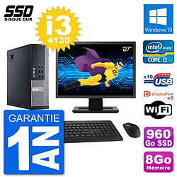 PC Dell 9020 SFF Ecran 27" Intel Core i3-4130 RAM 8Go SSD 960Go Windows 10 Wifi