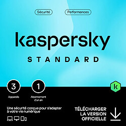 Kaspersky Standard - Licence 1 an - 3 appareils - A télécharger 